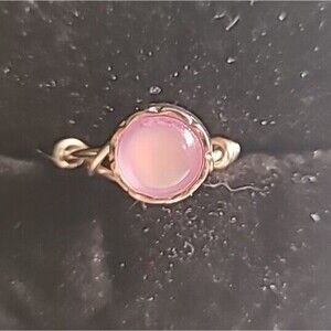 NEW Handmade Wire Wrapped Ring Silvertone Statement Pink Beaded  Size 6